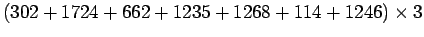 $(302+1724+662+1235+1268+114+1246) \times 3$