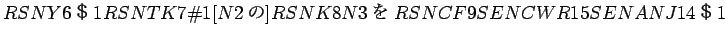 $RSNY6$B!p(B1RSNTK7\char93 1[N2$B$N(B]RSNK8N3$B$r(BRSNCF9SENCWR15SENANJ14$B!p(B1$