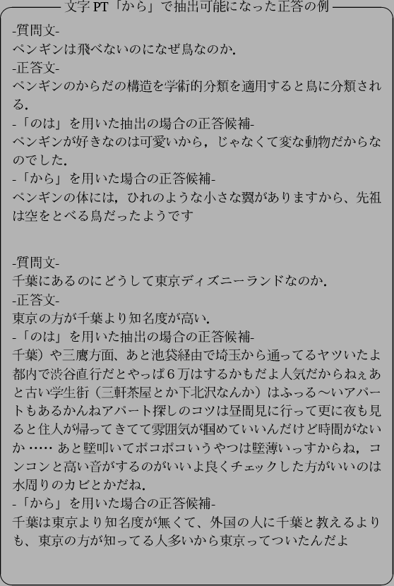 \begin{figure}\begin{itembox}[c]{$BJ8;z(BPT$B!V$+$i!W$GCj=P2DG=$K$J$C$?@5Ez$NNc(B}
-$B<ALd(B...
...$B?MB?$$$+$iEl5~$C$F$D$$$?$s$@$h(B\\ \vspace*{0.3cm}
\par
\end{itembox}
\end{figure}