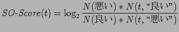 $\displaystyle {\it SO}{\mbox{-}}{\it Score}(t) = \log_{2} \frac{{\it N}($B0-$$(B)*{...
...{\lq\lq }}
$BNI$$(B{\mbox {''}})}{{\it N}($BNI$$(B)*{\it
N}(t,{\mbox {\lq\lq }}$B0-$$(B{\mbox {''}})}$