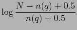 $\displaystyle \log \frac{N-n(q)+0.5}{n(q)+0.5}$