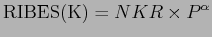 $\displaystyle {\mathrm {RIBES(K)}} = NKR \times P^{\alpha}$