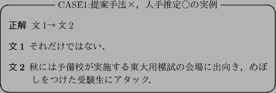 \begin{figure}\begin{itembox}[c]{CASE1:$BDs0F<jK!!_!$?M<j?dDj!{$N<BNc(B}
\begin{desc...
...$B$-!$$a$\$7$r$D$1$?<u83@8$K%