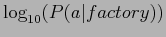 $\log_{10}( P( a\vert factory) )$