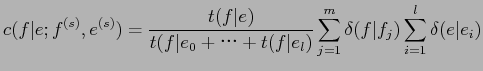 $\displaystyle c(f\vert e;f^{(s)},e^{(s)})=\frac{t(f\vert e)}{t(f\vert e_{0}+…+...
...ert e_{l})}\sum_{j=1}^{m}\delta(f\vert f_{j})\sum_{i=1}^{l}\delta(e\vert e_{i})$