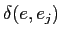 \(\delta(e, e_j)\)