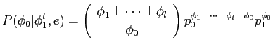 $\displaystyle P(\phi_{0}\vert\phi_{1}^{l},e) =
\left(
\begin{array}{c}
\phi_{1...
...rray}\right)
p_{0}^{\phi_{1}  \cdots  \phi_{l}  \phi_{0}}p_{1}^{\phi_{0}}$