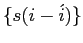 $\displaystyle p(i\vert i^{\prime},I) = \frac{s(i - i^{\prime})}{\sum^{I}_{I=1}s(I-i^{\prime})}$