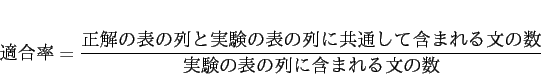 \begin{displaymath}
\scalebox{1}{$\displaystyle
ƸΨ = \frac{ɽ...
...˶̤ƴޤޤʸο}{ɽ˴ޤޤʸο}
$}
\end{displaymath}