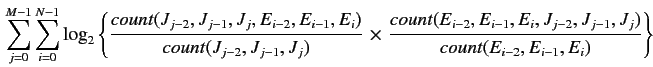 $\displaystyle + \log_2 {\frac{count(a~dog.)}{count(a~dog)}}\hspace{10mm}$