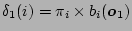 $ \delta_1(i) = \pi_i \times b_i(\mbox{\boldmath$o$}_1) $