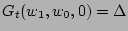 $G_t(w_1,w_0,0)=\Delta$