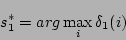 \begin{displaymath}s_1^*= arg \max_i\delta_1(i) \end{displaymath}