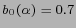 $ b_0(\alpha)=0.7$